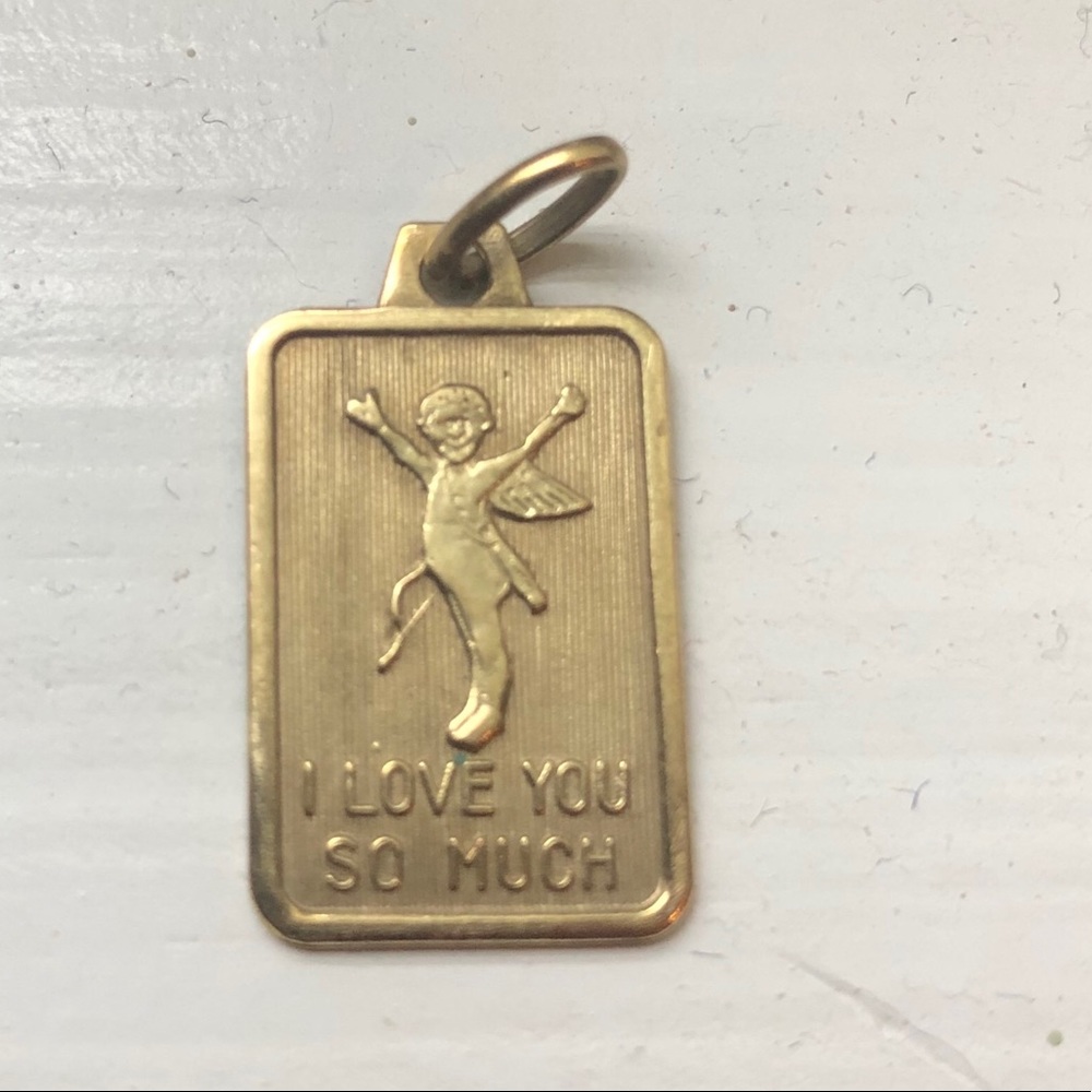 Vintage 14 k gold pendant I Love you this much